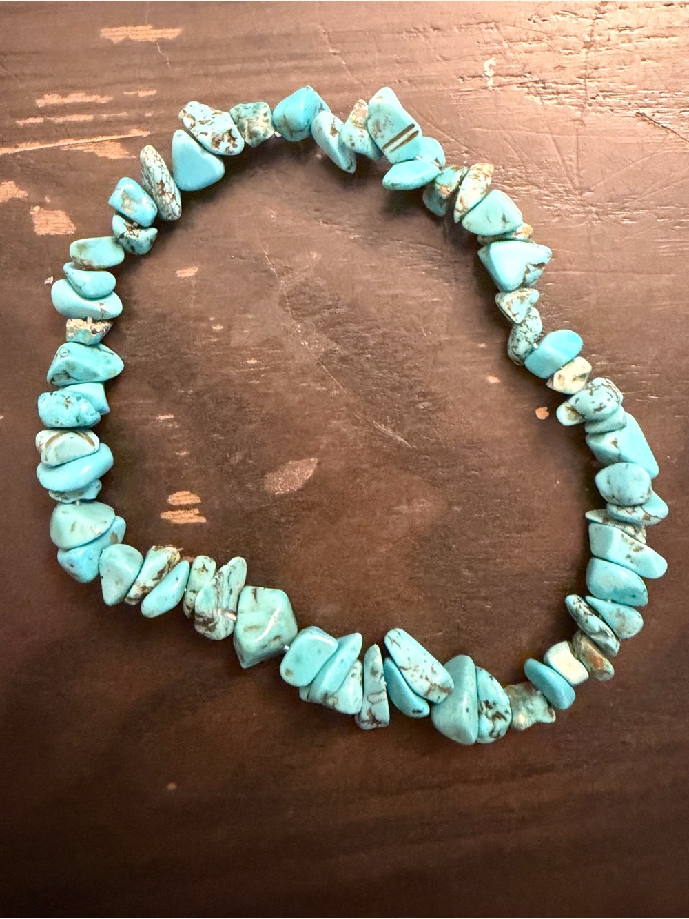 Handcrafted Turquoise Bead Stretch Bracelet - Bright Blue